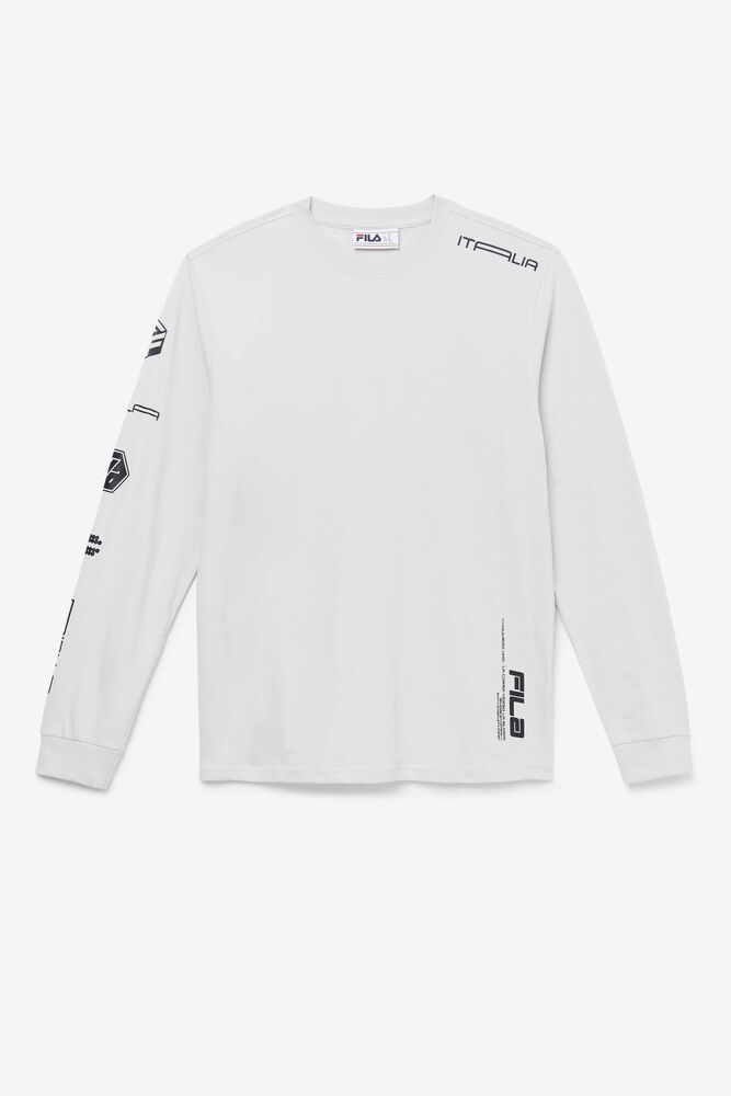 Fila Phantom Long Sleeve White T-Shirt Mens - NZ 36805-DZJB